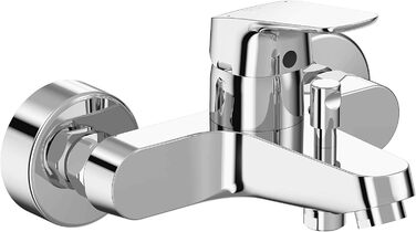 Змішувач для ванної кімнати Ideal Standard Ceraflex настінний з одноважільним керуванням, витяжка 160 мм, регульовані S-з'єднання, водозберігаюча картридж CLICK, хром (з набором для душу, без тримача для душу, хром)