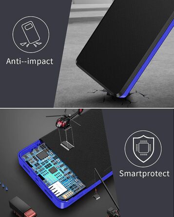 Входи/виходи, LED, ліхтарик, для смартфона/планшета (синій), 30000mAh 25W PD3.0, USB C, 3