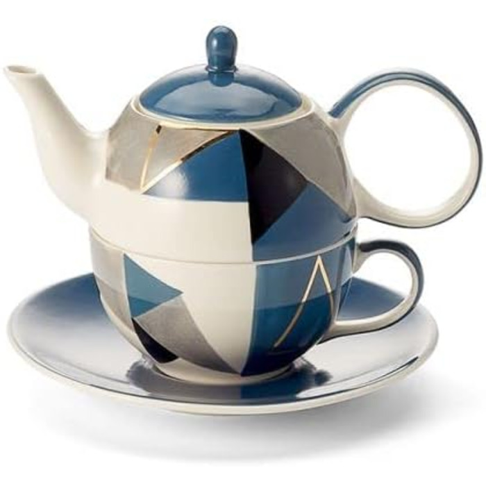 Чай для одного набору Caspian - з кераміки з золотим напиленням, 4 шт. Глечик 0,4 л, чашка 0,2 л, 1
