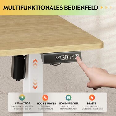 Стол підйомний електричний DEVAISE 120x60 см, білий, з пам'яттю висоти, для офісу