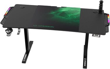 ULTRADESK Стол для роботи та ігор, регульована висота, електричний, 140x68 см, з XL-кілимком для миші (зелений)
