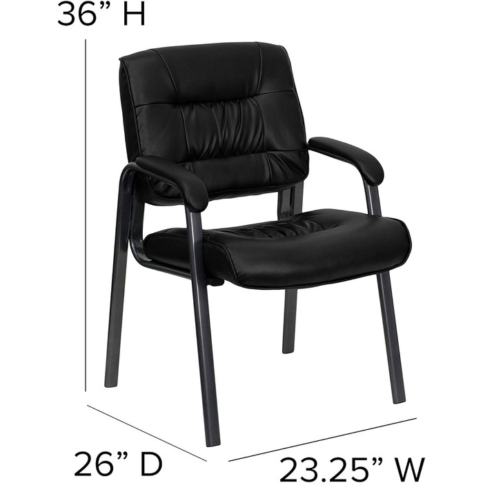 Крісло-табурет Haeger Flash Furniture з шкіри, з порошковим покриттям каркасу кольору титанового сірого, чорне