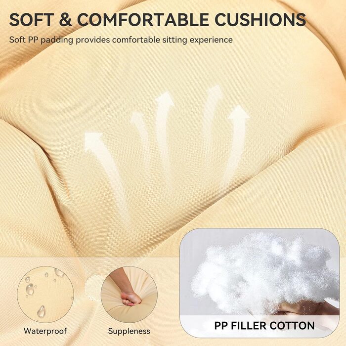 Крісло-гойдалка YITAHOME для тераси, саду, вітальні. Міцний ротанг, 150 кг, з подушками (105x74x72 см)