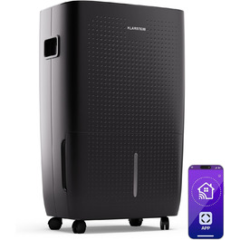 Електричний осушувач Klarstein DryFy Connect 60L з Wi-Fi, 60 л/24 год, таймер, для приміщень 45-65 м², портативний, антрацит