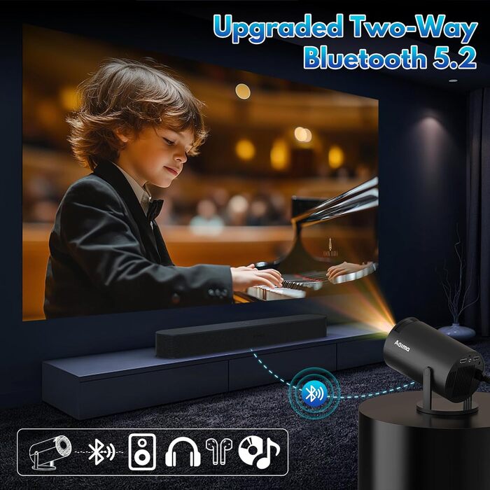 Портативний проєктор Mini Beamer: 1080P, 4K, Android, iOS, WiFi, Bluetooth, 180°