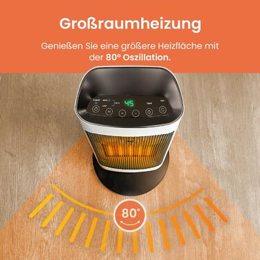 Обігрівач Pro Breeze керамічний з пультом дистанційного керування, 7 режимів нагріву, 2000W, захист від перегріву, таймер 24 год, ECO режим, тиха робота, осциляція 80°