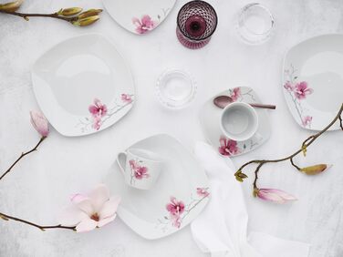 CreaTable Серія Amelie AIKO: 18-частинний набір посуду з порцеляни, кавовий сервіз, придатний для миття в посудомийній машині та використання в мікрохвильовій печі, преміум-якість