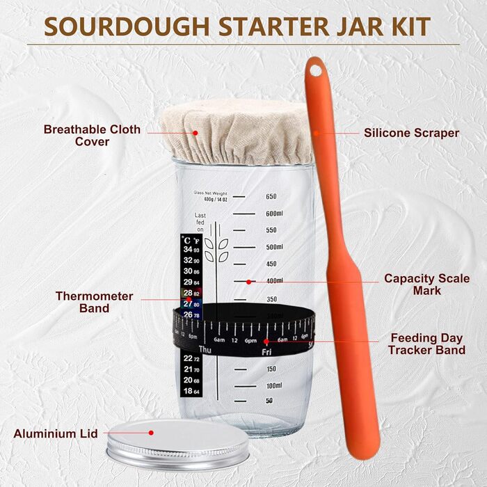 Набір для розпирання хліба (10 шт.), 23 см, для закваски, з лопаткою та лімі, аксесуари для випічки, для початківців