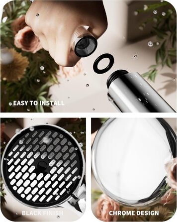 Фільтр для душу Cobbe зі шлангом, ручна лійка з 3 вугільними фільтрами, душова лійка з 6 режимами, високонапірний економічний душ з фільтром від накипу для жорсткої води, видаляє 99% хлору (чорний)