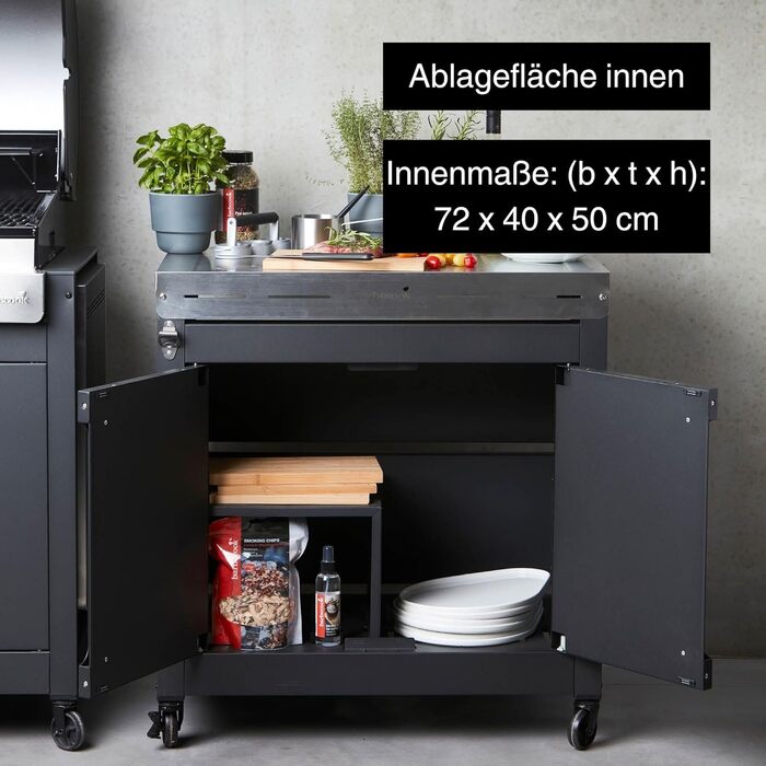 Барбекю-стіл Barbecook Premium Buddy з місцем для зберігання та вбудованим відкривачем для пляшок, для газового гриля, 84 x 46 x 90 см