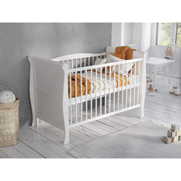 Дитяче ліжко-приліжкове Love For Sleep 120x60 з бар'єром, біле, Leo. Ліжко для новонароджених, збірно-розбірне, з дерева.