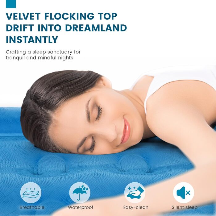 Надувний матрац Robuste, блакитний, розмір Queen (45,7 см)