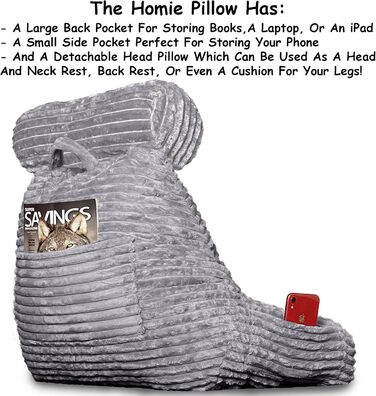 Подушка-мішок Homie з підставкою для зап'ястя, підлокітниками та спинкою для відпочинку, читання, роботи за ноутбуком та перегляду телевізора (біла)