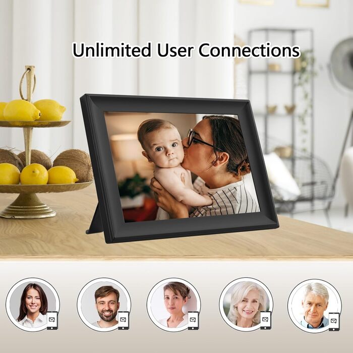 Цифровий фоторамка Frameo з Wi-Fi, 10.1 дюйми, 32GB, сенсорний екран, автоповорот