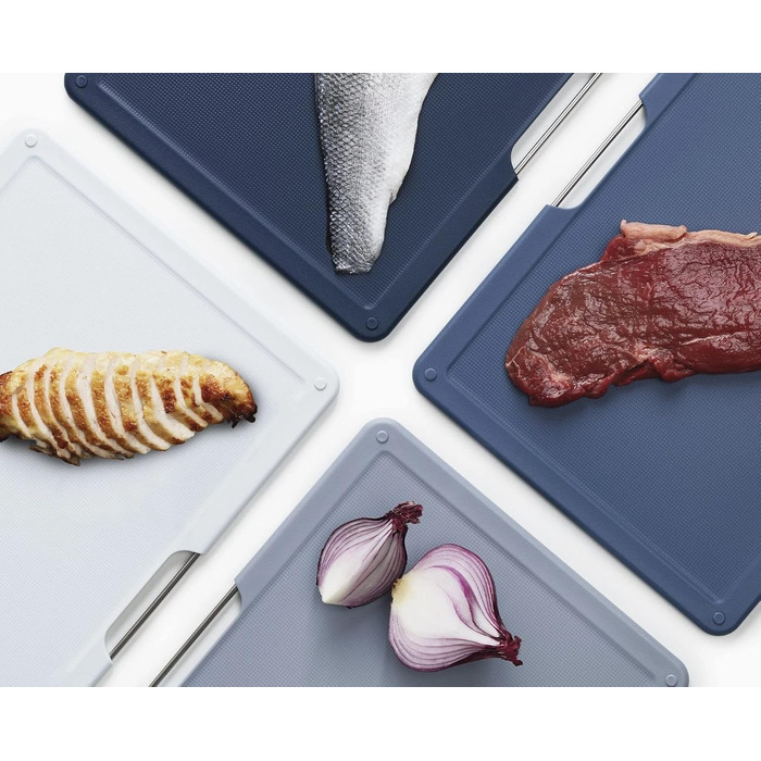 Набір дерев'яних обробних дощок Joseph Joseph Folio, 4 шт., великий, блакитний/сріблястий, 35.7 x 26.2 см