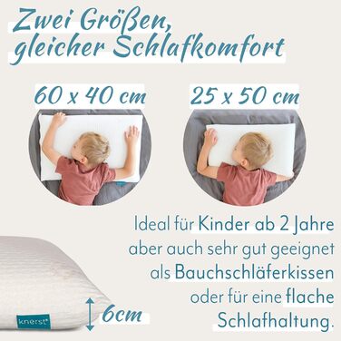 Дитяча ергономічна подушка KNERST 25х50 см з піною пам'яті для спокійного сну
