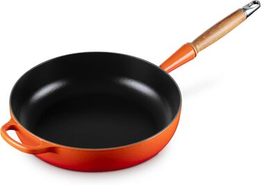 LE CREUSET сковорода жаровня з чавуну з дерев'яним ручками 28 см, колір 'Огневий Рубін'