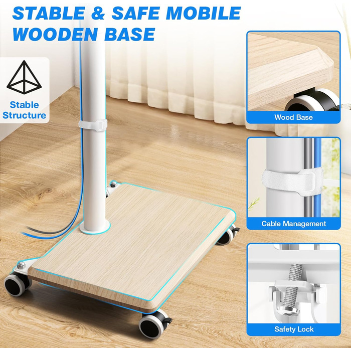 Підставка для телевізора на колесах з полицею, телевізійна тумба, мобільна підставка для телевізора 27-55 дюймів, до 40 кг, VESA 400x400 мм (Бежева)