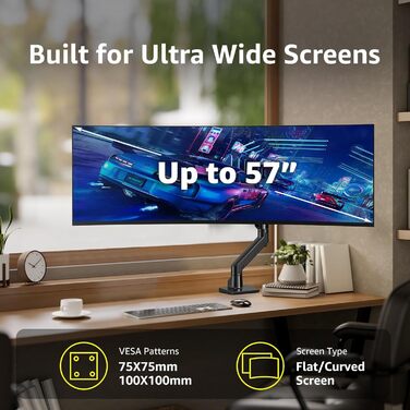 Підставка для монітора Bewiser Robuster: міцна, для широких моніторів 34-57 дюймів, до 20 кг, чорна