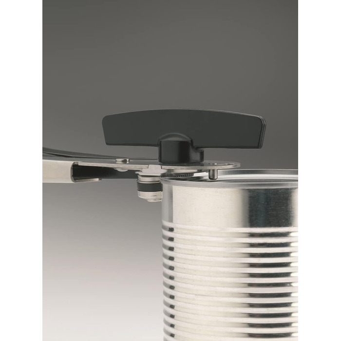 Відкривач для консервних банок GEFU Cando з безпечним ріжучим диском | З повторно надійним кришкою | Нержавіюча сталь та пластикова ручка | Для всіх банок