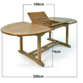 Садовий стіл Vanamo eucalyptus wood 150-200x100x74см сертифікований FSC®