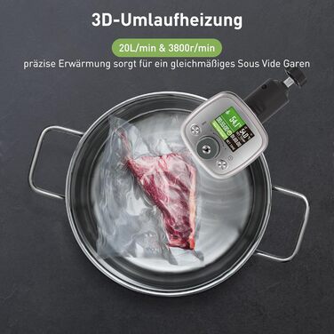 Су-від занурна піч KitchenBoss G320PS з Wi-Fi: точний контроль температури, дисплей TFT, 1100W, IPX7, для приготування су-від