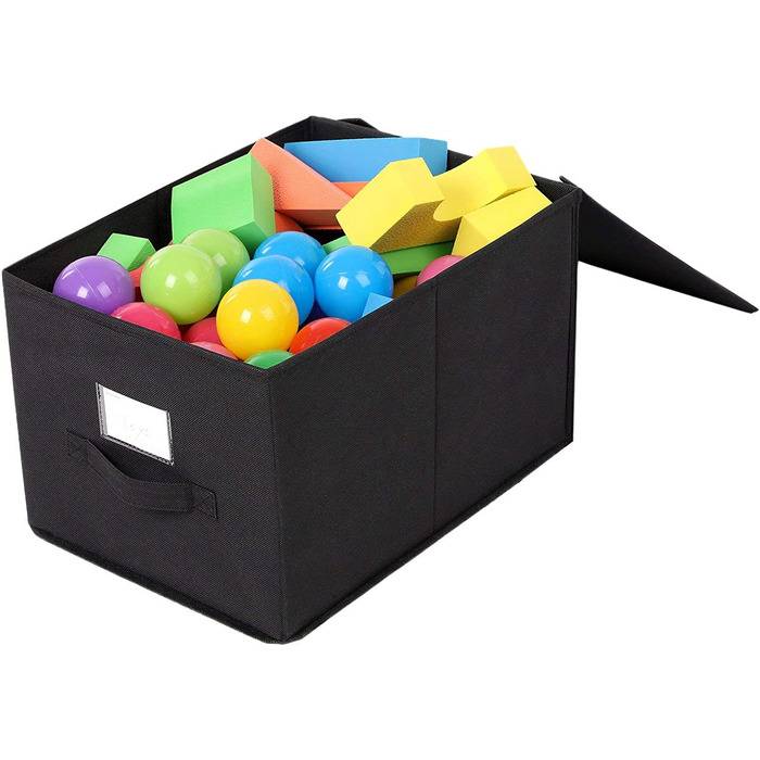 Коробка для зберігання SONGMICS з кришкою, набір з 3 предметів, складна коробка, 40 x 30 x 25 см, тканинна коробка, складні ящики для зберігання, органайзер для іграшок, RFB03G (чорний)