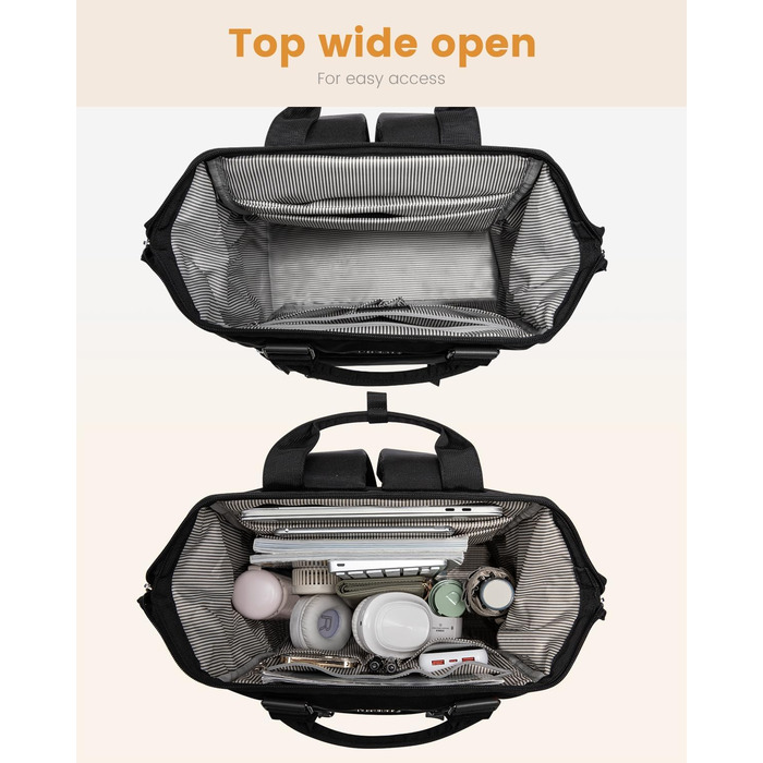 LOVEVOOK Рюкзак жіночий, чорний, 15.6 дюймів, водонепроникний, для школи, університету, роботи, подорожей, з USB-кабелем