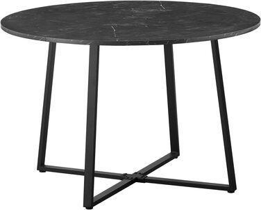 Стіл обідній DUBI Möbel NOA, круглий, 110x110 см, для кухні/їдальні, індустріальний стиль, бетонний вигляд, чорний мармур