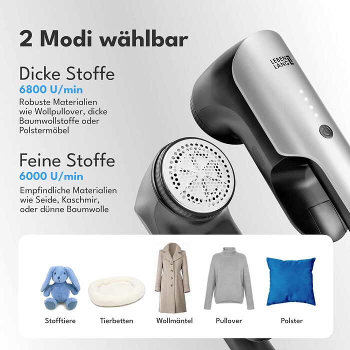 Електричний видалення ворсу LEBENLANG - з LED дисплеєм та пензлем для чищення, до 2 годин роботи, для одягу