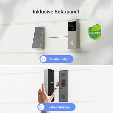 Відеодзвінок EZVIZ CP3 Pro з акумулятором та дзвінком CH1, бездротовий, з камерою, розпізнавання осіб, 2K, кольорова нічна зйомка, двостороння зв'язок, 8GB eMMC, комплект