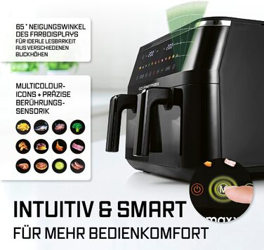 Фритюрниця повітряна GOURMETmaxx з 2 камерами | Об'єм 10л | Вертикальна, з сенсорним дисплеєм