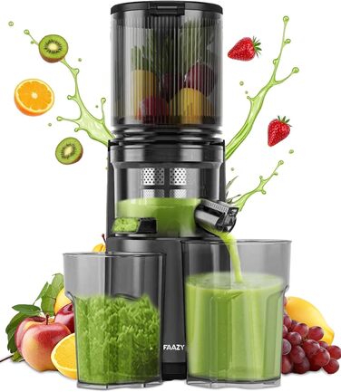 Електричний соковитискач для цілих овочів та фруктів, 130 мм, з широкою подачею, легкий у чищенні, чорний