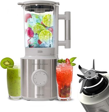 Стаціонарний блендер Cecotec Grand Katana 2700MAX Total Destroy Screen - 2700W, цифровий дисплей, 1.8л скляний глечик (білий)