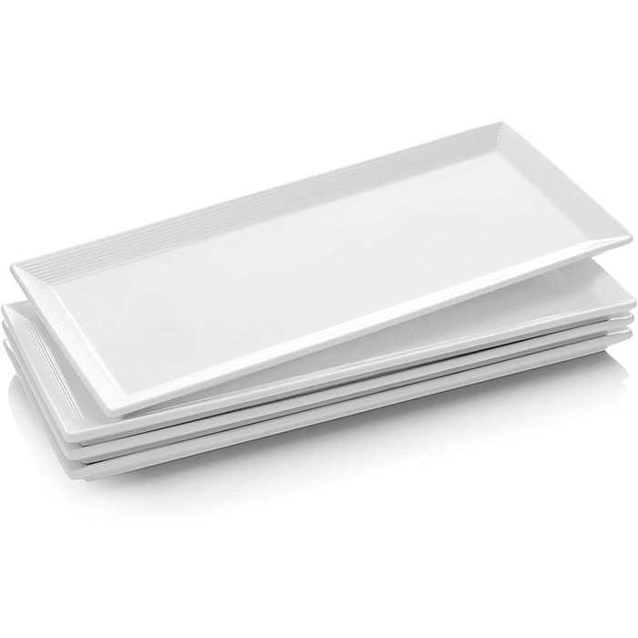 Набір з 4-х прямокутних тарілок 36,8 х 15,2 см, білий Dowan