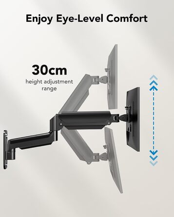 Кріплення для монітора HUANUO, 17-35 дюймів, LED/LCD/TV, VESA 75/100/200mm, регульоване, поворотне, з газовою пружиною