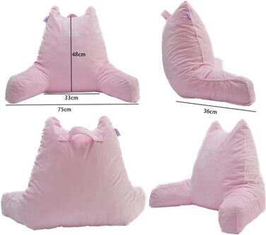 Крісло-мішок Canbygo для читання з підлокітниками, з піною з пам'яті, для читання, роботи та ігор, знімний чохол (Рожевий)