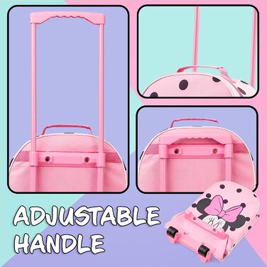 Дитяча валіза Disney Stitch для дівчаток Хлопчики - Візок для ручної поклажі Дорожня валіза Діти з колесами Ручна поклажа для свят Офіційний товар Stitch - 47x30x17см (Pink Minnie)