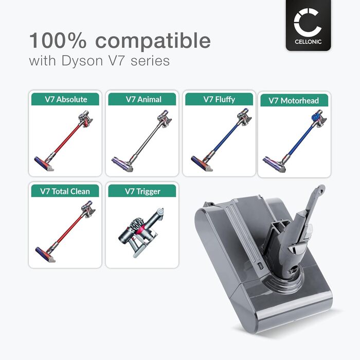 Акумулятор CELLONIC для моделей Dyson V8 (Absolute, Animal, Fluffy), 3000 мАг, сумісний з SV10, SV25