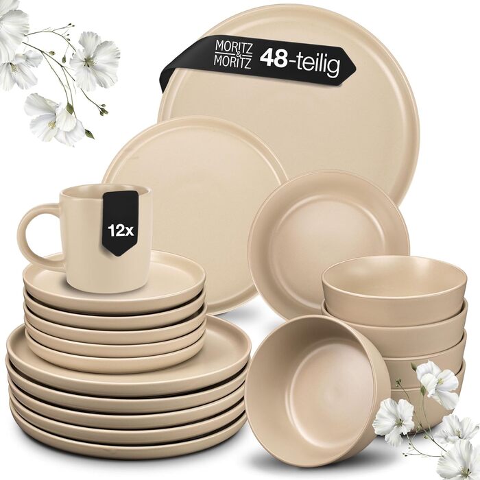 Набір кавових чашок Moritz & Moritz NORDIC, 6 шт., 300 мл, кераміка, бежевий, 48 предметів