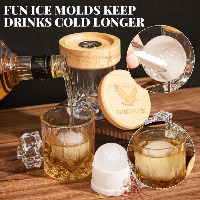 Набір для копчення віскі, ретро-дизайн, з ліхтариком, 6 смакових стружок, 2 склянки, 2 форми для льоду, коктейльний набір для копчення, подарунок для чоловіків, батька, набір для копчення бурбону