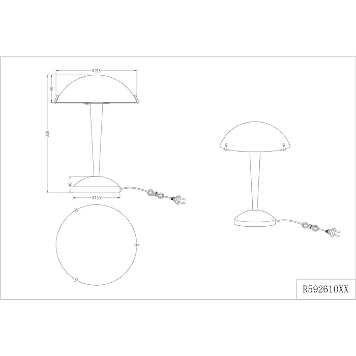 Настільна лампа Reality Leuchten Mushroom II R59261007, метал матовий нікель, скло біле, без лампочки E14, сенсорне вмикання/вимикання