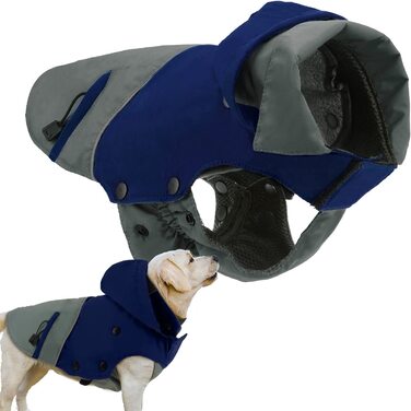 Зимова куртка для собак PETTLOFT, Світловідбиваюча водонепроникна зимова куртка для собак вітрозахисна тепла флісова куртка для активного відпочинку зимова куртка для собак зі знімною флісовою підкладкою (M, темно-синій) m темно-синій