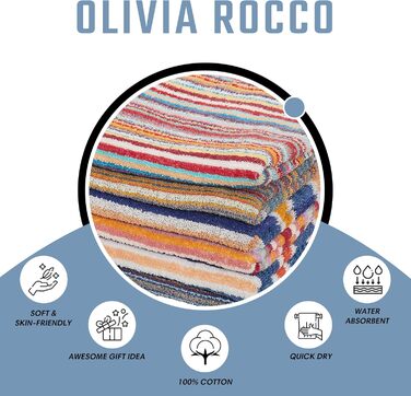 Рушники Olivia Rocco, смугасті, легкий догляд, 100 бавовна, барвисті, абсорбуючі, швидковисихаючі, набір з 6 шт.