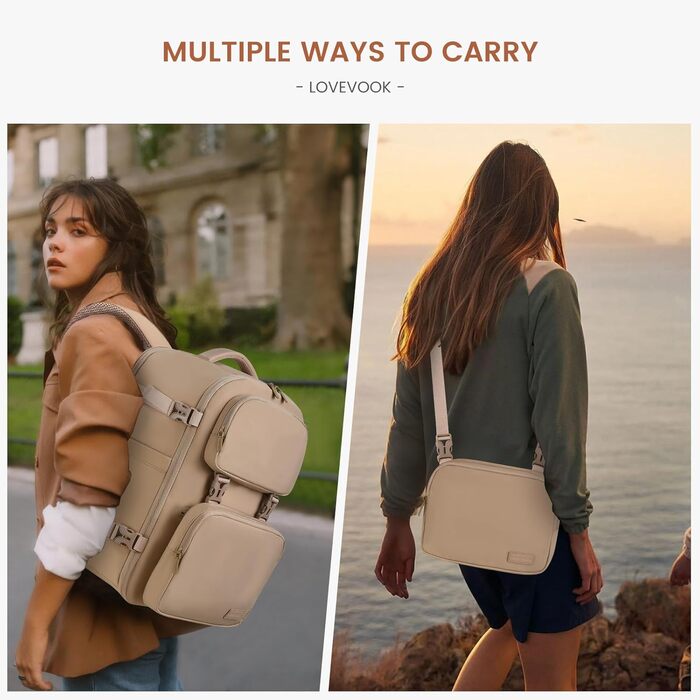 LOVEVOOK Рюкзак для ручної поклажі в літак 40L, жіночий великий, 17.3