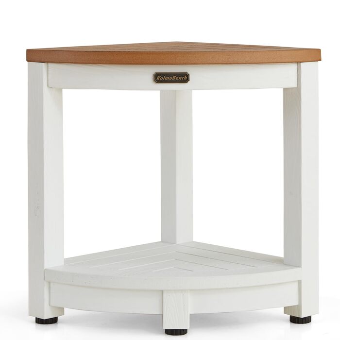 Крісло для душу Eck-Duschhocker, водонепроникне, Polyholz, біле/коричневе, з регульованими ніжками, антиковзне, для ванної кімнати