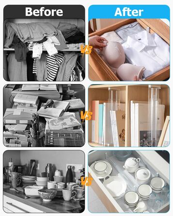 Набір роздільників для ящиків Cexovo, 8 шт., регульовані, пластикові. Роздільники для ящиків кухні, шафи, спальні, комода. Прозорі.