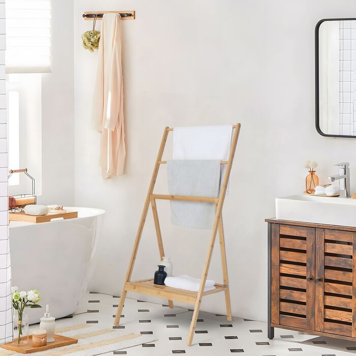 Підставка для рушників Relaxdays з бамбука з полицею