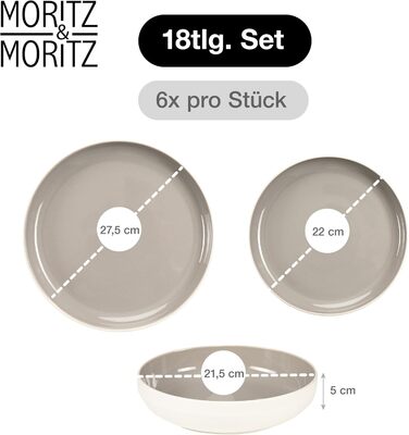 Набір посуду Moritz & Moritz Cavo Stone 18 предметів для 6 осіб - Сучасний сервіз з каменю, комплект тарілок та мисок, кавовий сервіз