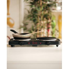 Електрична плитка Girmi PE26 з чавунною поверхнею, 1500 Вт, 5 температурних режимів, діаметр 18,5 см, чорна